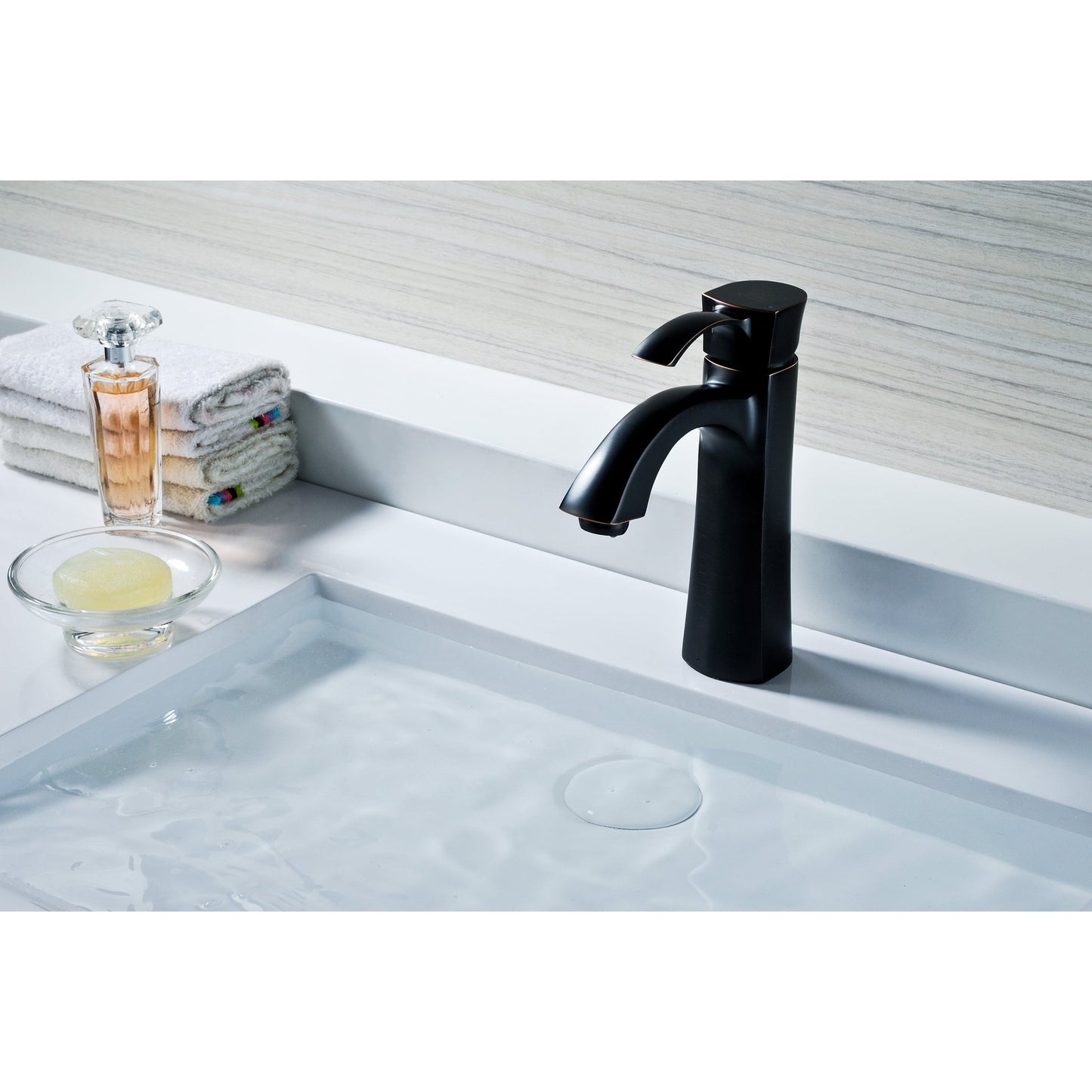 ANZZI Rhythm Series 5" Single Hole Oil Rubbed Bronze Mid-Arc Bathroom Sink Faucet