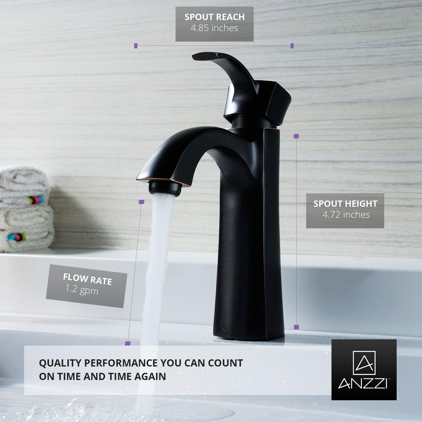 ANZZI Rhythm Series 5" Single Hole Oil Rubbed Bronze Mid-Arc Bathroom Sink Faucet