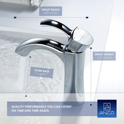 ANZZI Rhythm Series 5" Single Hole Polished Chrome Mid-Arc Bathroom Sink Faucet