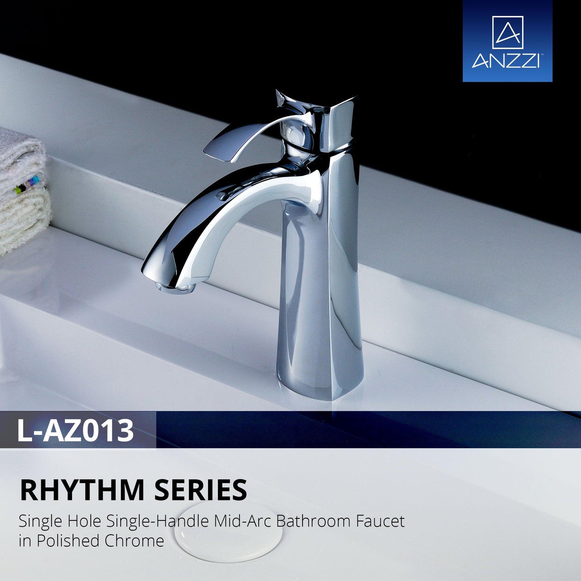 ANZZI Rhythm Series 5" Single Hole Polished Chrome Mid-Arc Bathroom Sink Faucet