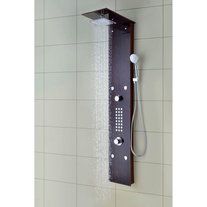 ANZZI Rite Series 60.75" Mahogany 28-Jetted Full Body Shower Panel With Heavy Rain Shower Head and Euro-Grip Hand Sprayer