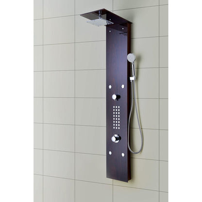 ANZZI Rite Series 60.75" Mahogany 28-Jetted Full Body Shower Panel With Heavy Rain Shower Head and Euro-Grip Hand Sprayer