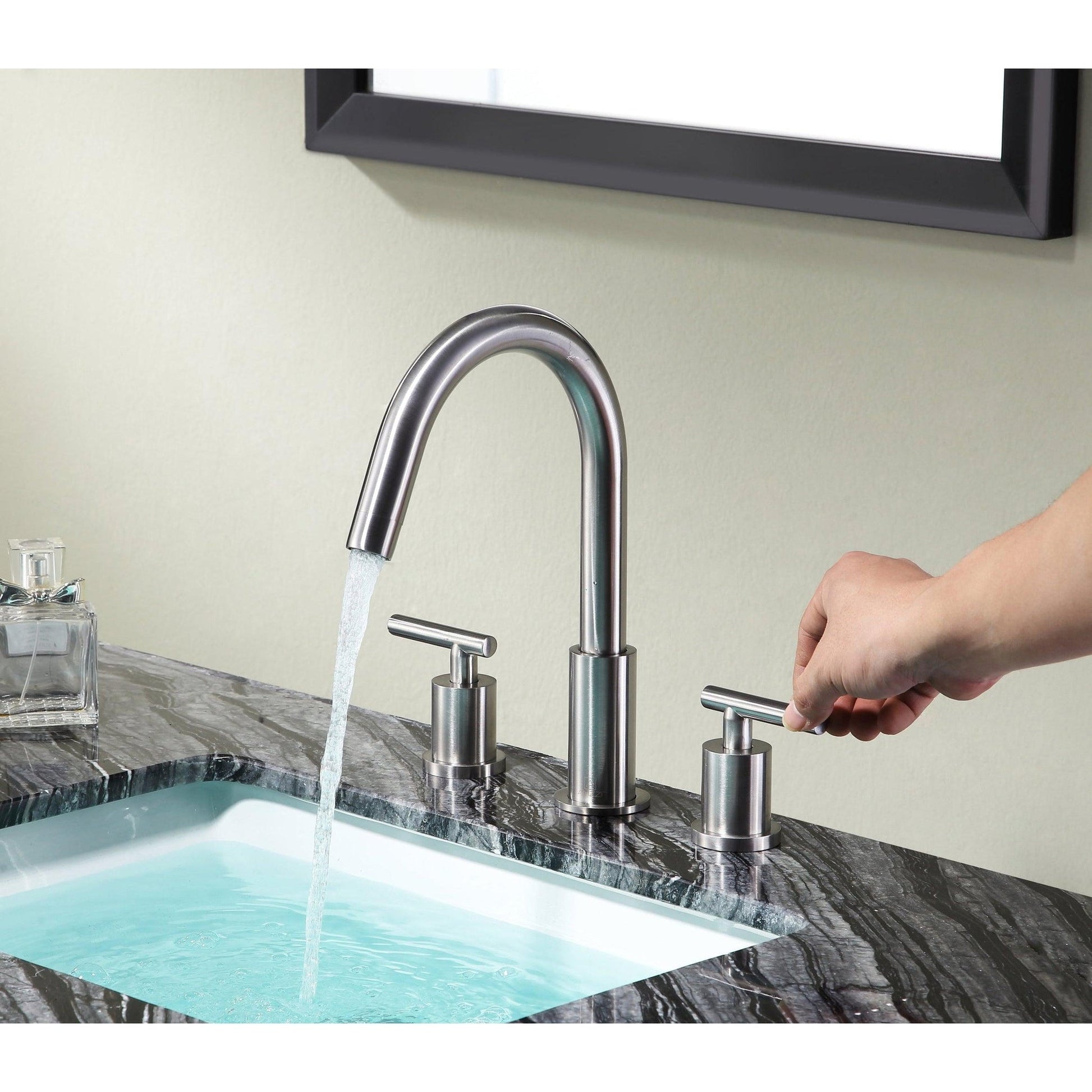 ANZZI Roman Series 6" Widespread Brushed Nickel Bathroom Sink Faucet