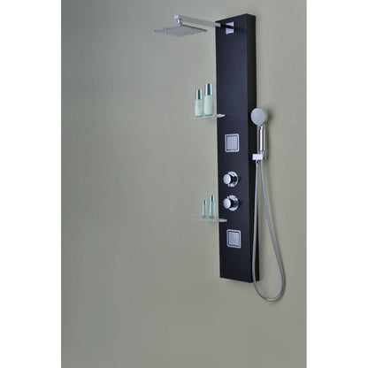 ANZZI Ronin Series 52" Black 2-Jetted Full Body Shower Panel With Heavy Rain Shower Head and Euro-Grip Hand Sprayer