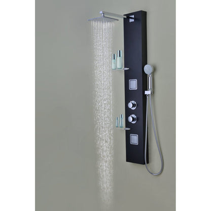 ANZZI Ronin Series 52" Black 2-Jetted Full Body Shower Panel With Heavy Rain Shower Head and Euro-Grip Hand Sprayer