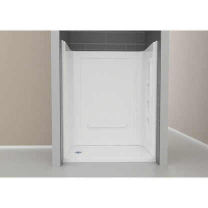 ANZZI Rose Series 60" x 36" x 74" White Acrylic Alcove Three Piece Shower Wall System With 5 Built-in Shelves