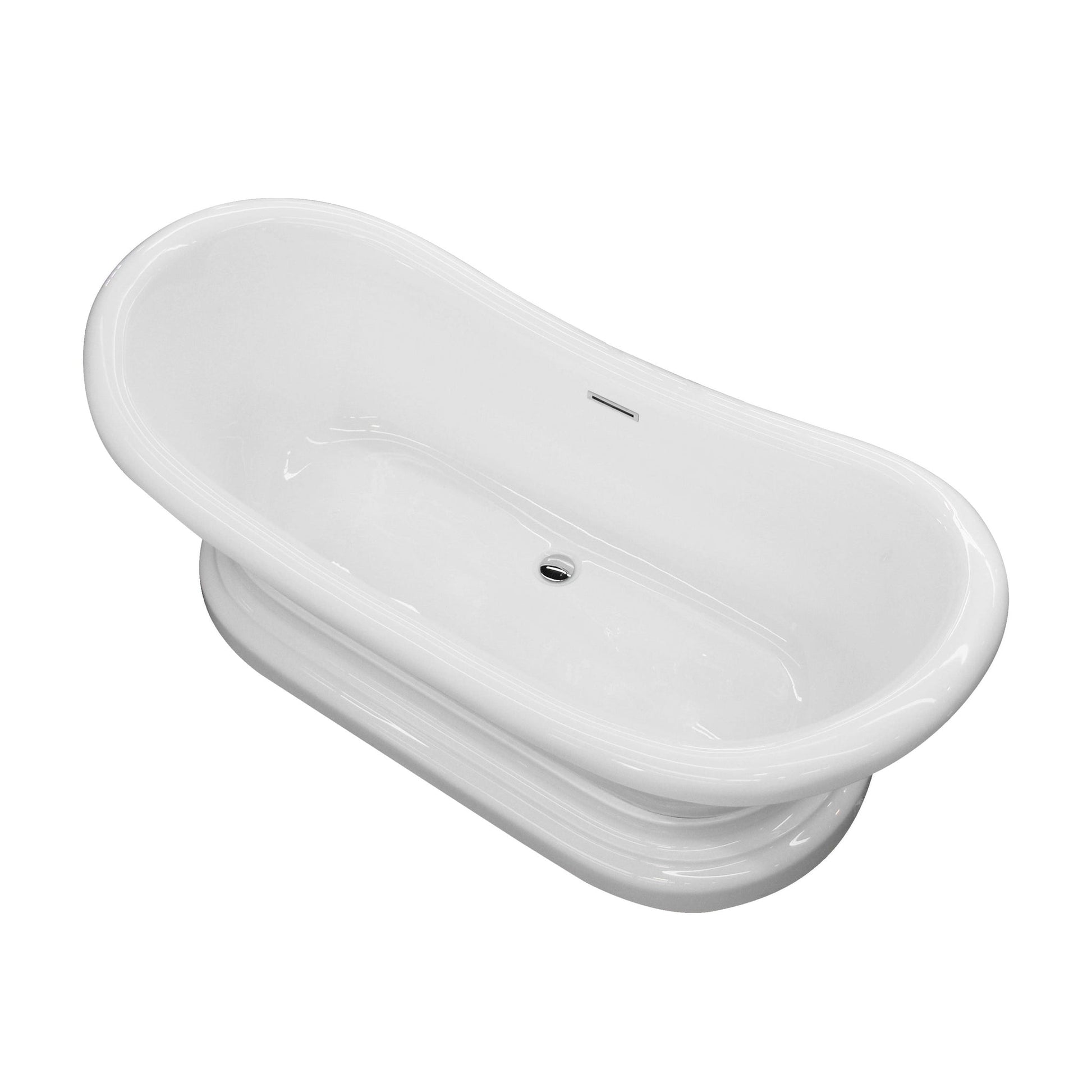 ANZZI Ruby Series 71" x 33" Glossy White Freestanding Bathtub With Built-In Overflow and Pop-Up Drain