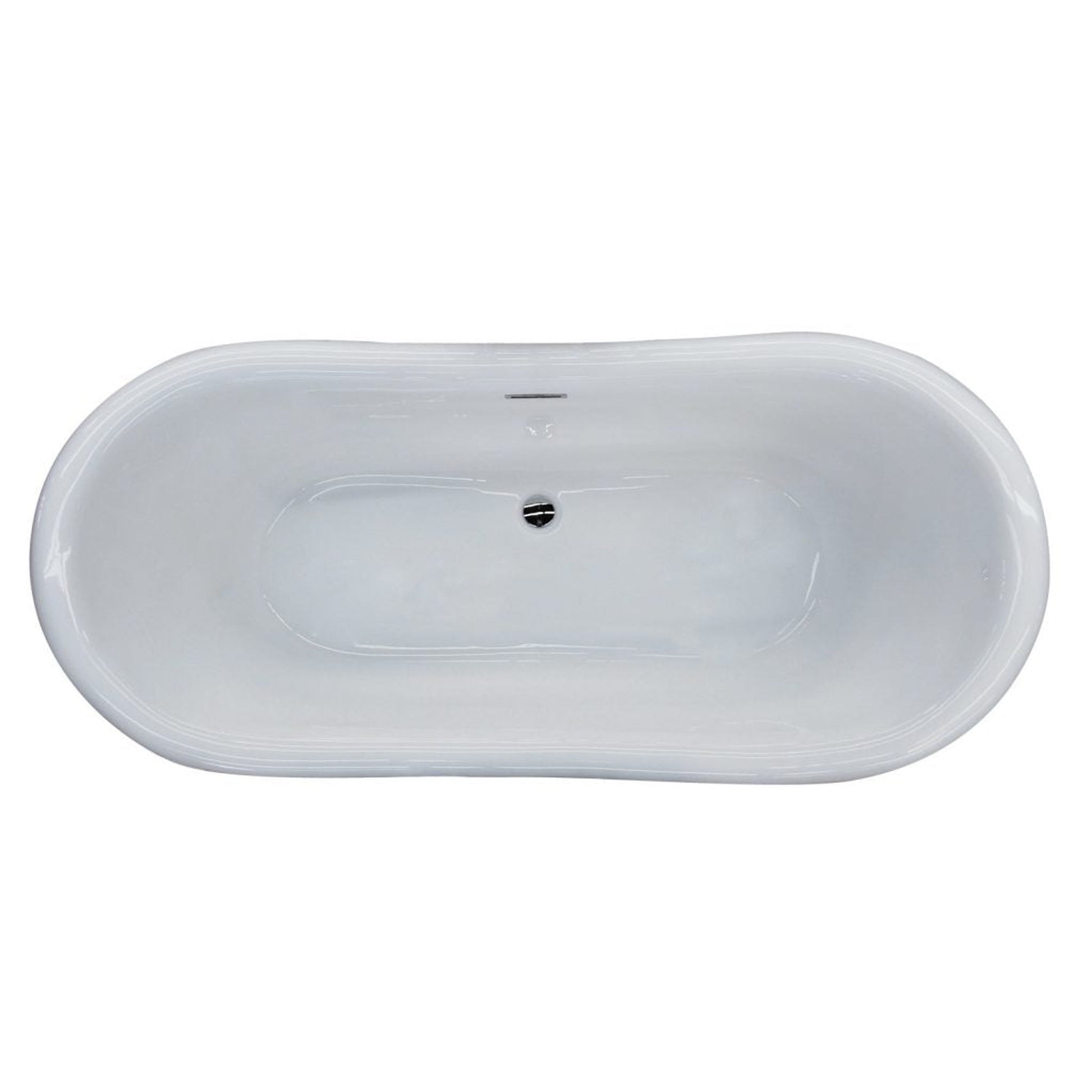 ANZZI Ruby Series 71" x 33" Glossy White Freestanding Bathtub With Built-In Overflow and Pop-Up Drain