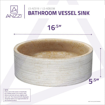 ANZZI Rune Series 17" x 17" Round Classic Cream Vessel Sink