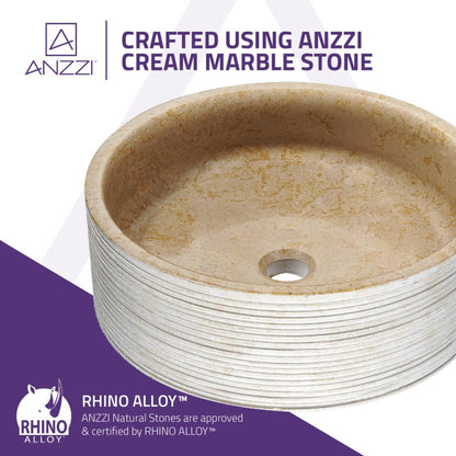 ANZZI Rune Series 17" x 17" Round Classic Cream Vessel Sink