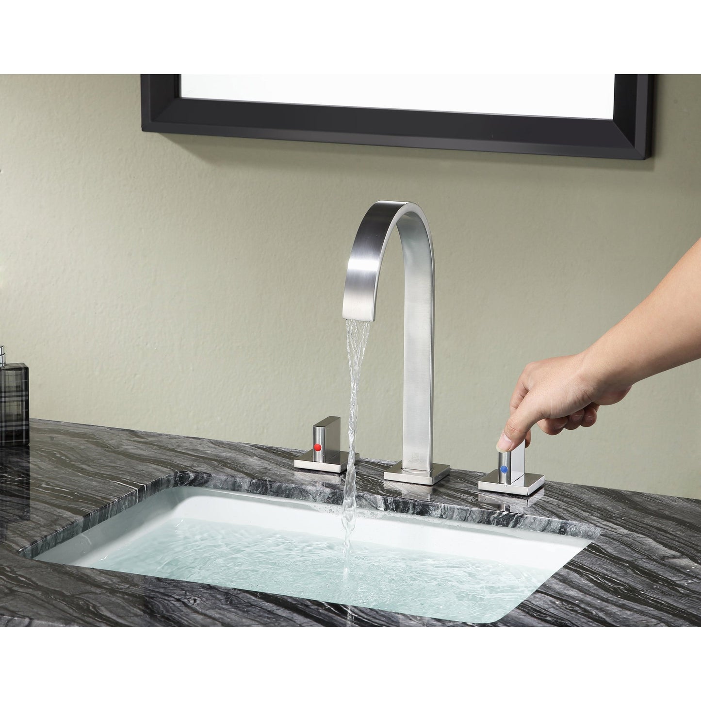 ANZZI Sabre Series 7" Widespread Brushed Nickel High-Arc Bathroom Sink Faucet