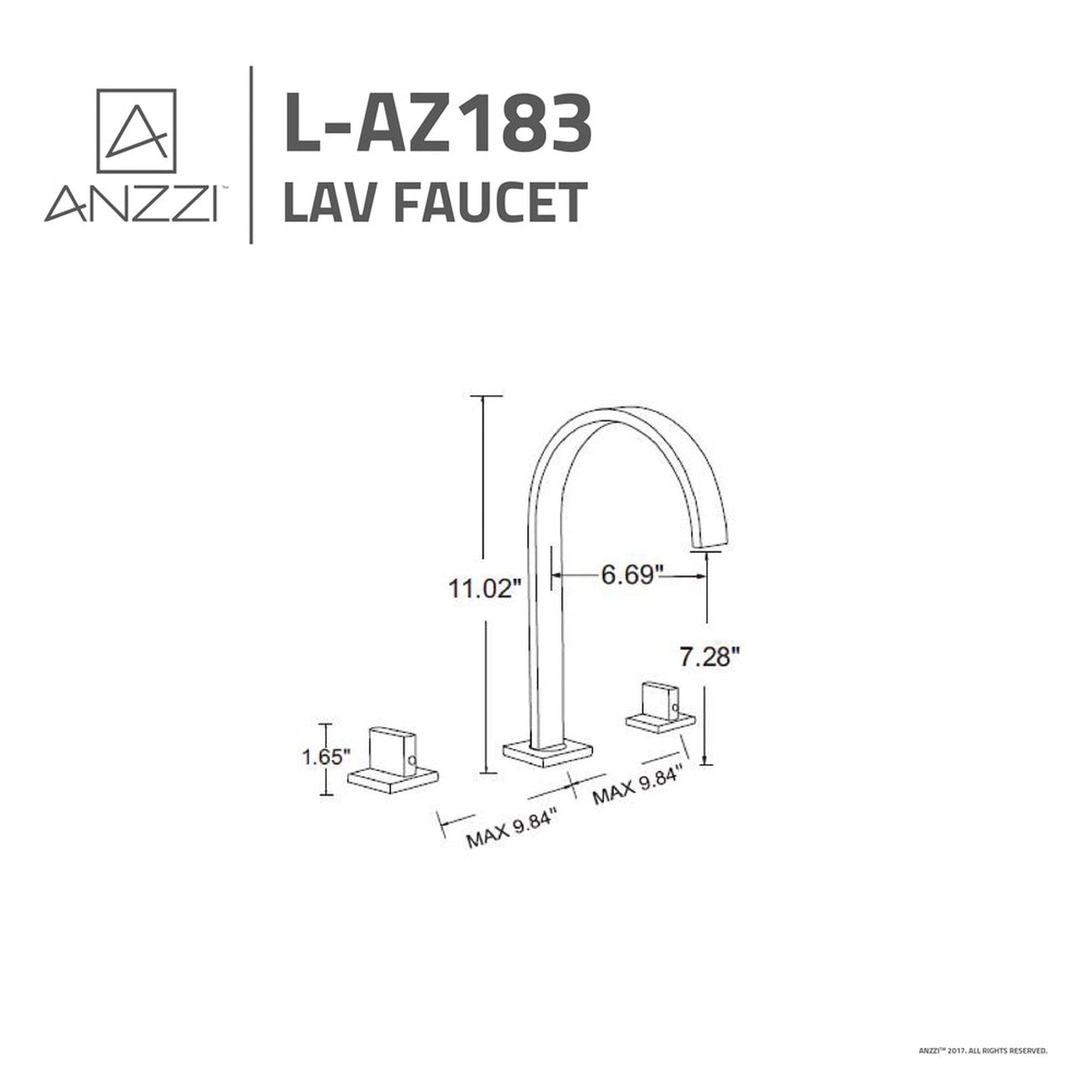 ANZZI Sabre Series 7" Widespread Brushed Nickel High-Arc Bathroom Sink Faucet