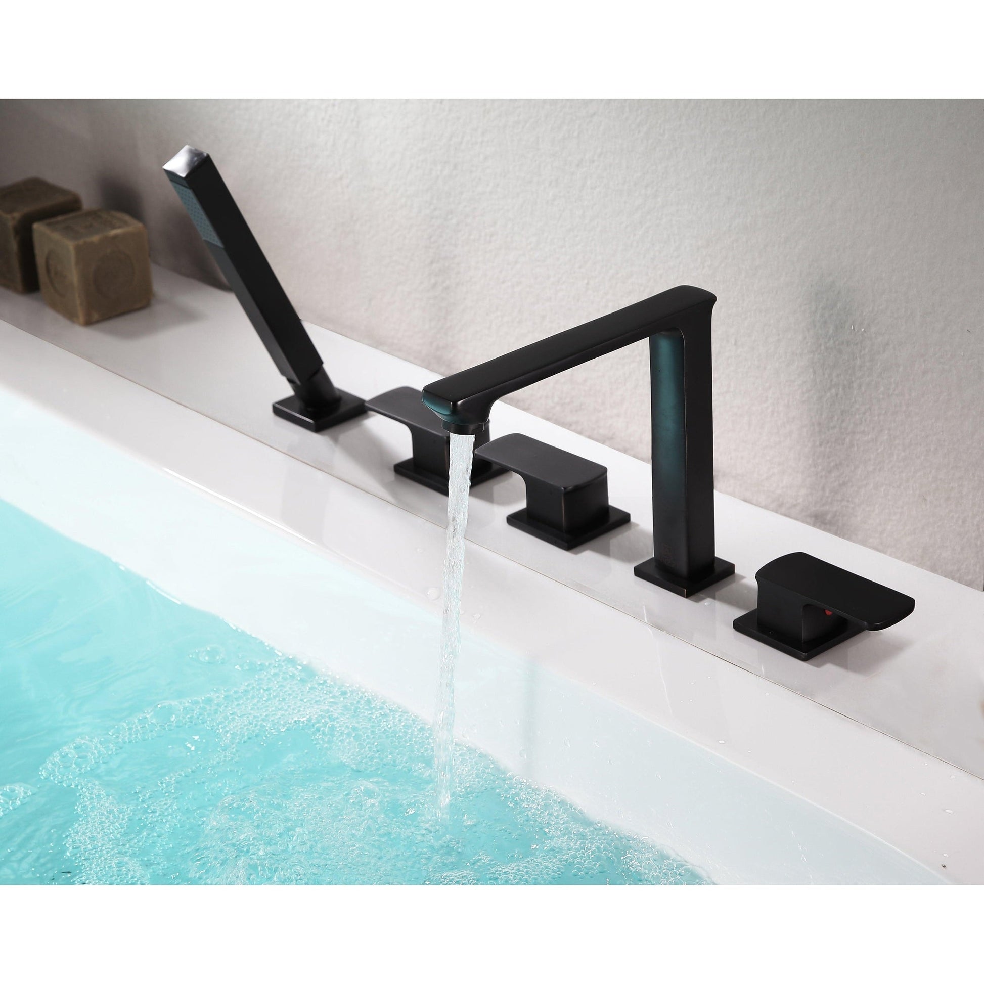 ANZZI Shore Series 3-Handle Oil Rubbed Bronze Roman Tub Faucet With Euro-Grip Handheld Sprayer