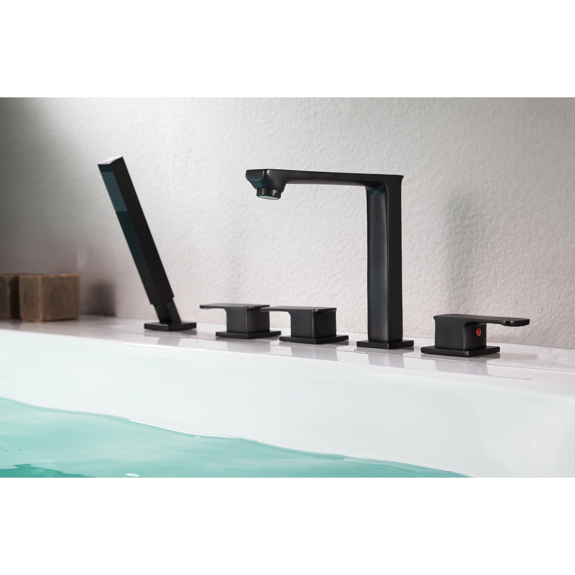 ANZZI Shore Series 3-Handle Oil Rubbed Bronze Roman Tub Faucet With Euro-Grip Handheld Sprayer