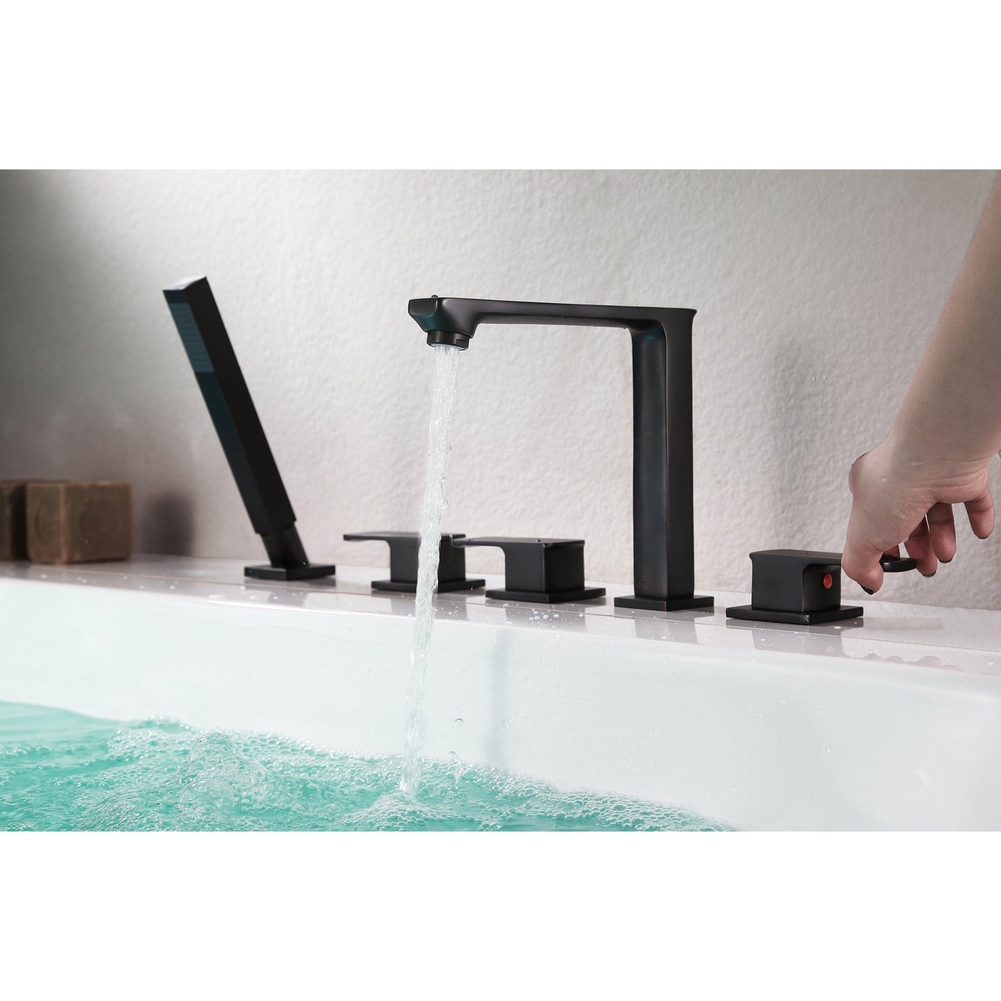 ANZZI Shore Series 3-Handle Oil Rubbed Bronze Roman Tub Faucet With Euro-Grip Handheld Sprayer