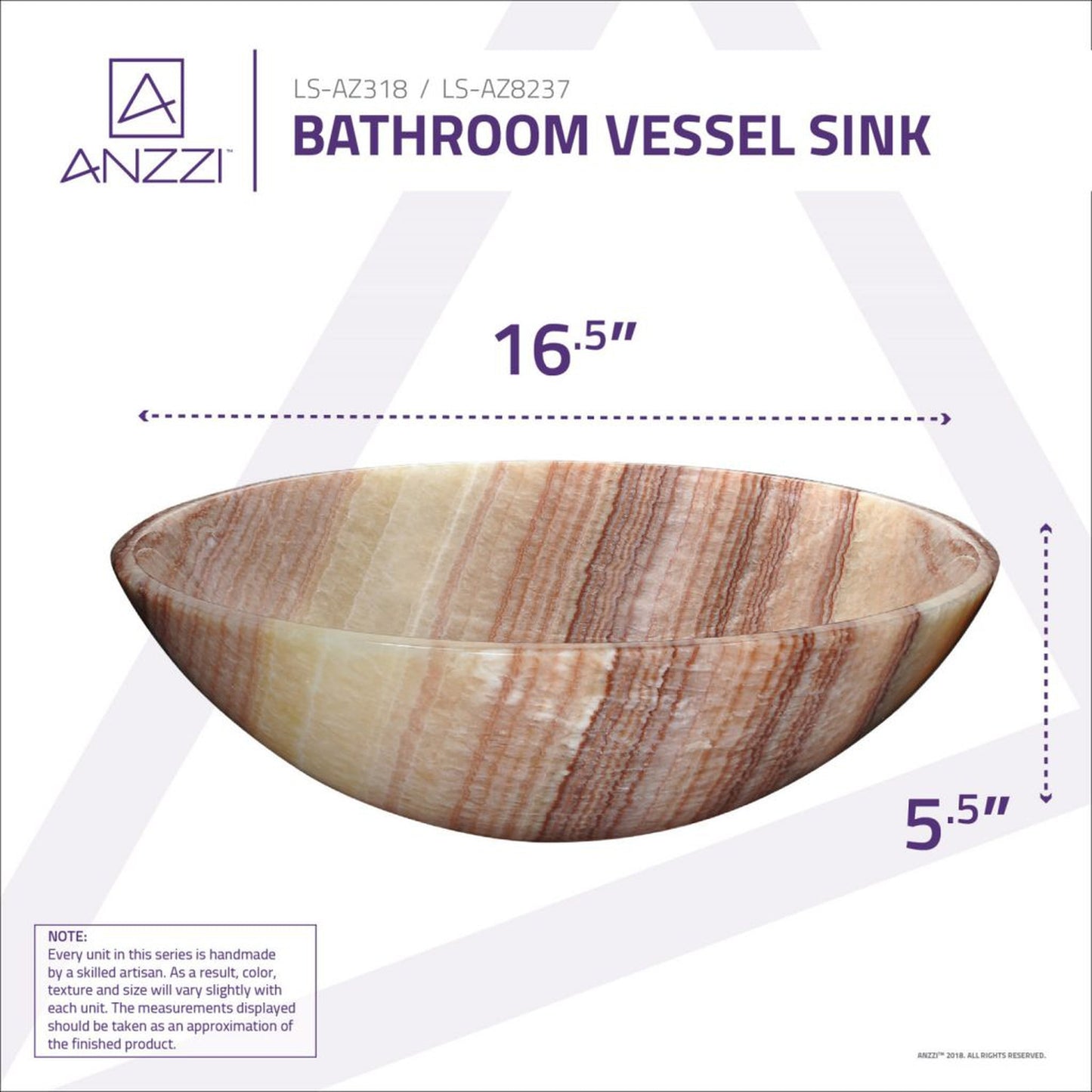 ANZZI Sierra Series 17" x 17" Round Morning Shore Vessel Sink