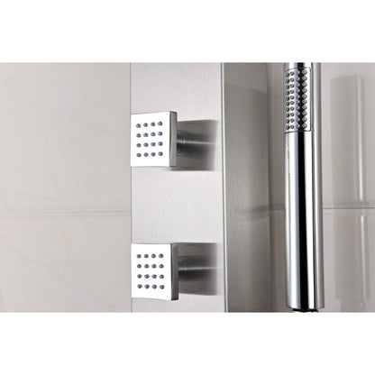 ANZZI Silent Series 40" Brushed Stainless Steel 3-Jetted Full Body Shower Panel With Heavy Rain Shower Head and Euro-Grip Hand Sprayer