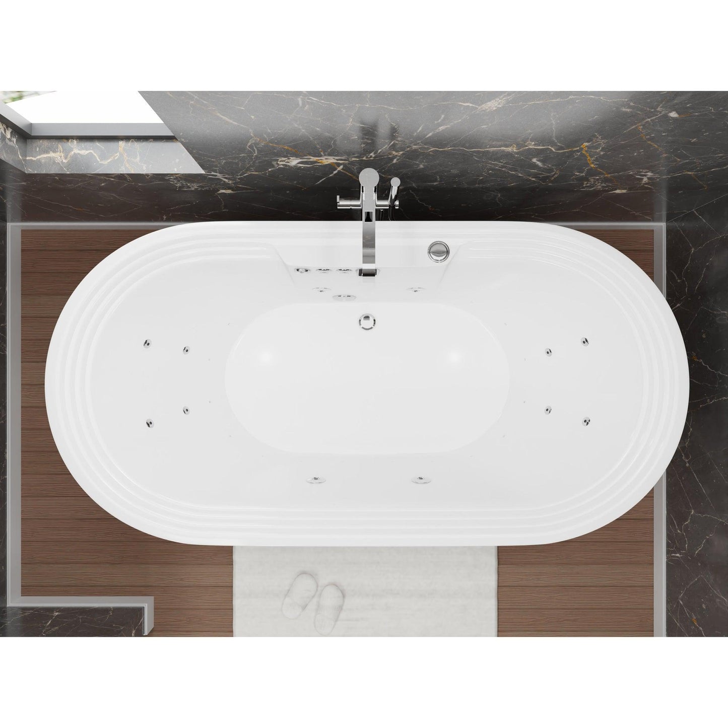 ANZZI Sofi Series 67" x 33" Matte White Freestanding Whirlpool Bathtub With Built-In Overflow and Pop-Up Drain