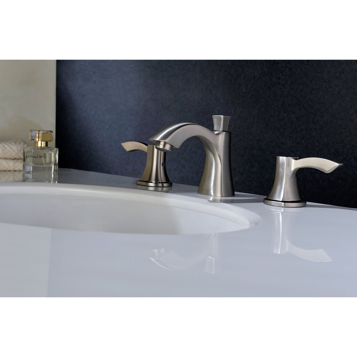 ANZZI Sonata Series 3" Widespread Brushed Nickel Mid-Arc Bathroom Sink Faucet