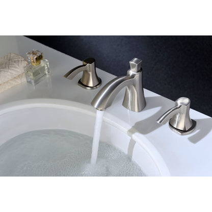 ANZZI Sonata Series 3" Widespread Brushed Nickel Mid-Arc Bathroom Sink Faucet