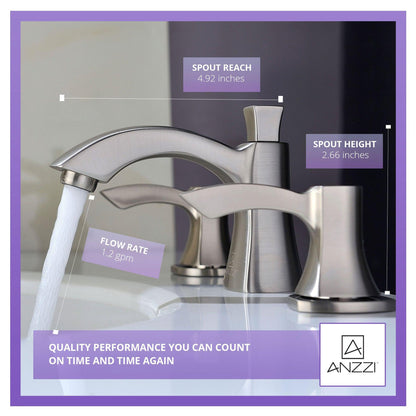 ANZZI Sonata Series 3" Widespread Brushed Nickel Mid-Arc Bathroom Sink Faucet