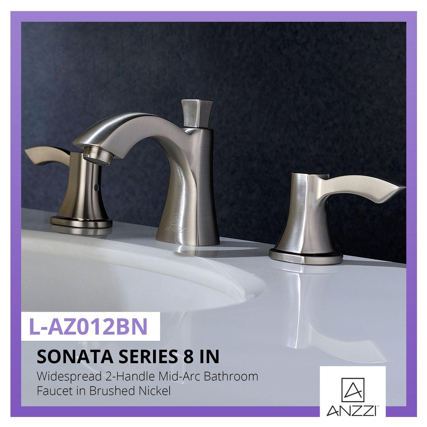 ANZZI Sonata Series 3" Widespread Brushed Nickel Mid-Arc Bathroom Sink Faucet
