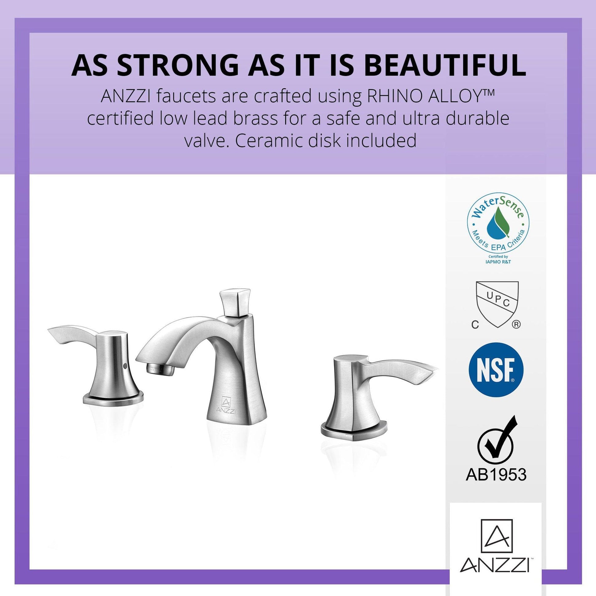 ANZZI Sonata Series 3" Widespread Brushed Nickel Mid-Arc Bathroom Sink Faucet