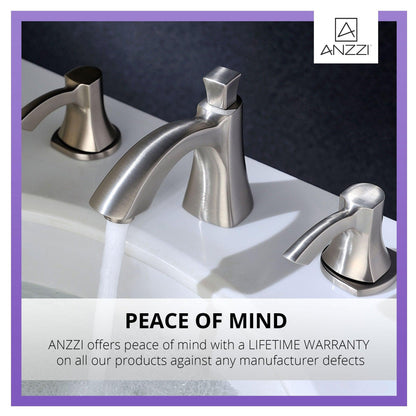 ANZZI Sonata Series 3" Widespread Brushed Nickel Mid-Arc Bathroom Sink Faucet