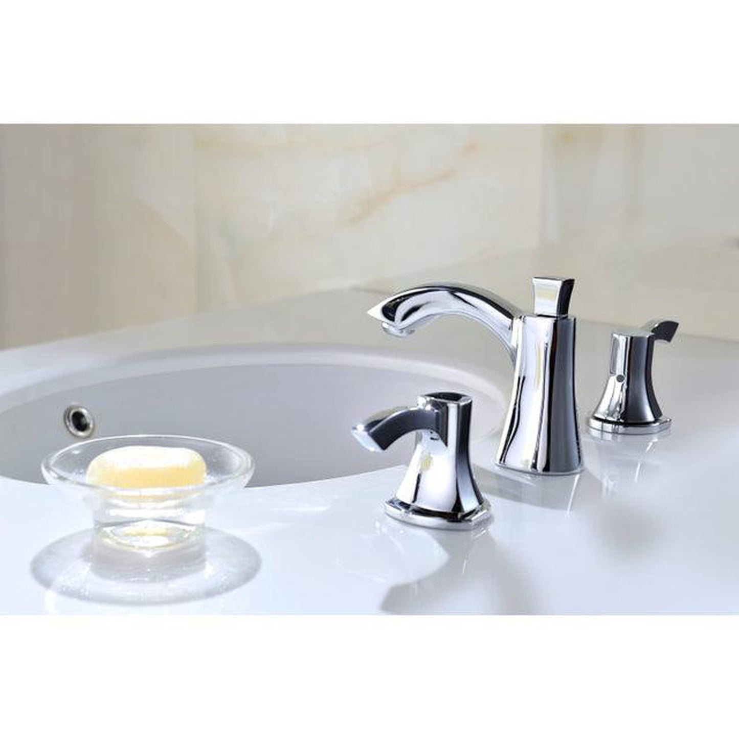 ANZZI Sonata Series 3" Widespread Polished Chrome Mid-Arc Bathroom Sink Faucet