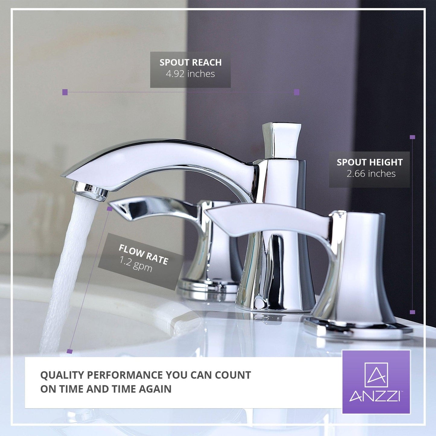 ANZZI Sonata Series 3" Widespread Polished Chrome Mid-Arc Bathroom Sink Faucet