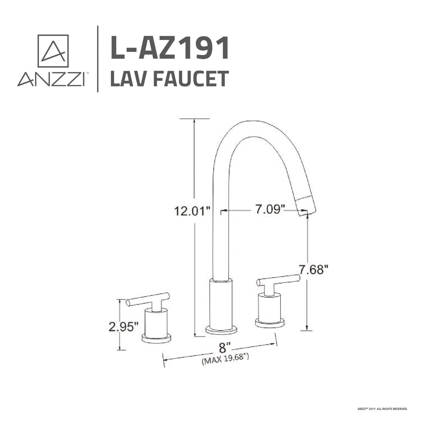 ANZZI Spartan Series 8" Widespread Brushed Nickel Bathroom Sink Faucet