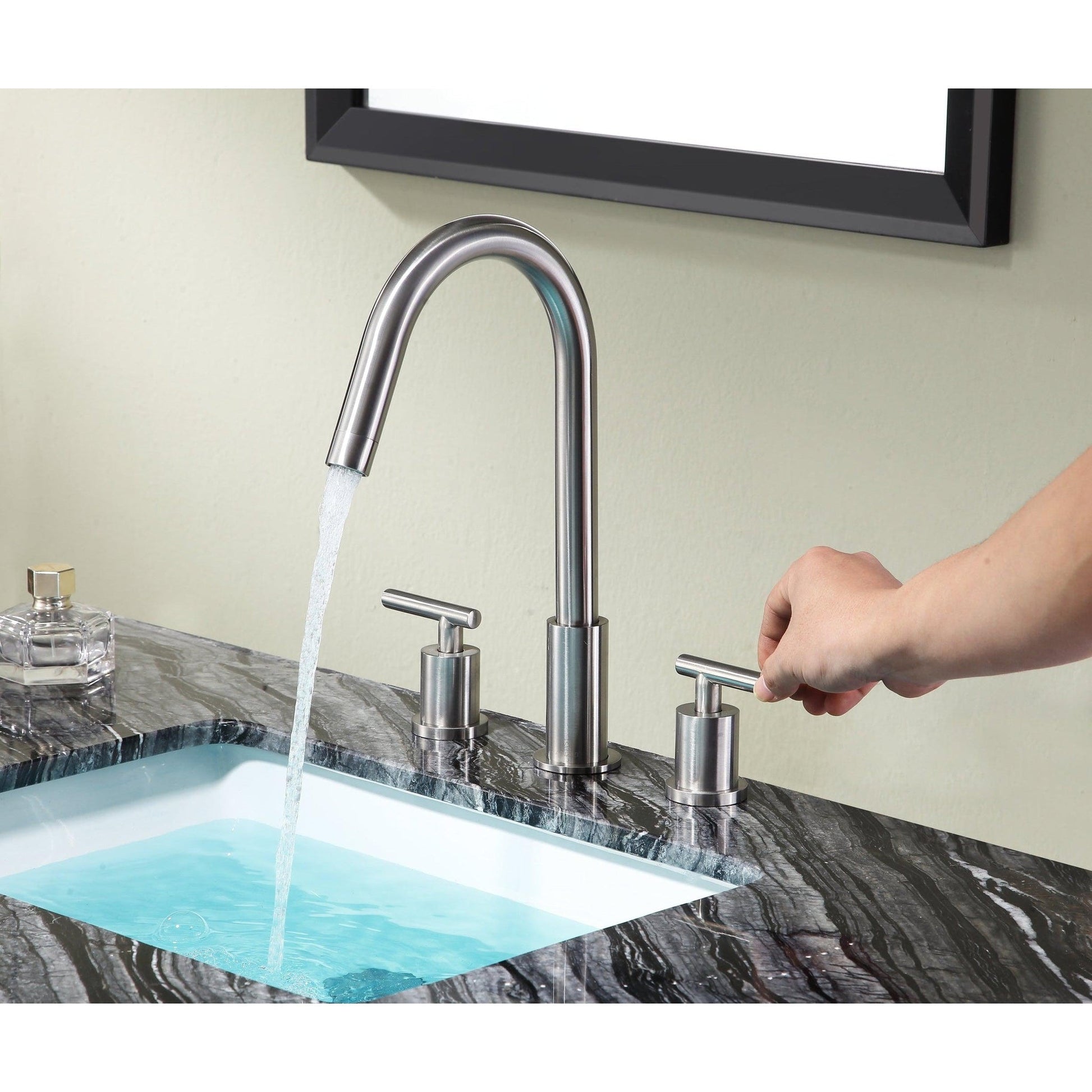 ANZZI Spartan Series 8" Widespread Brushed Nickel Bathroom Sink Faucet