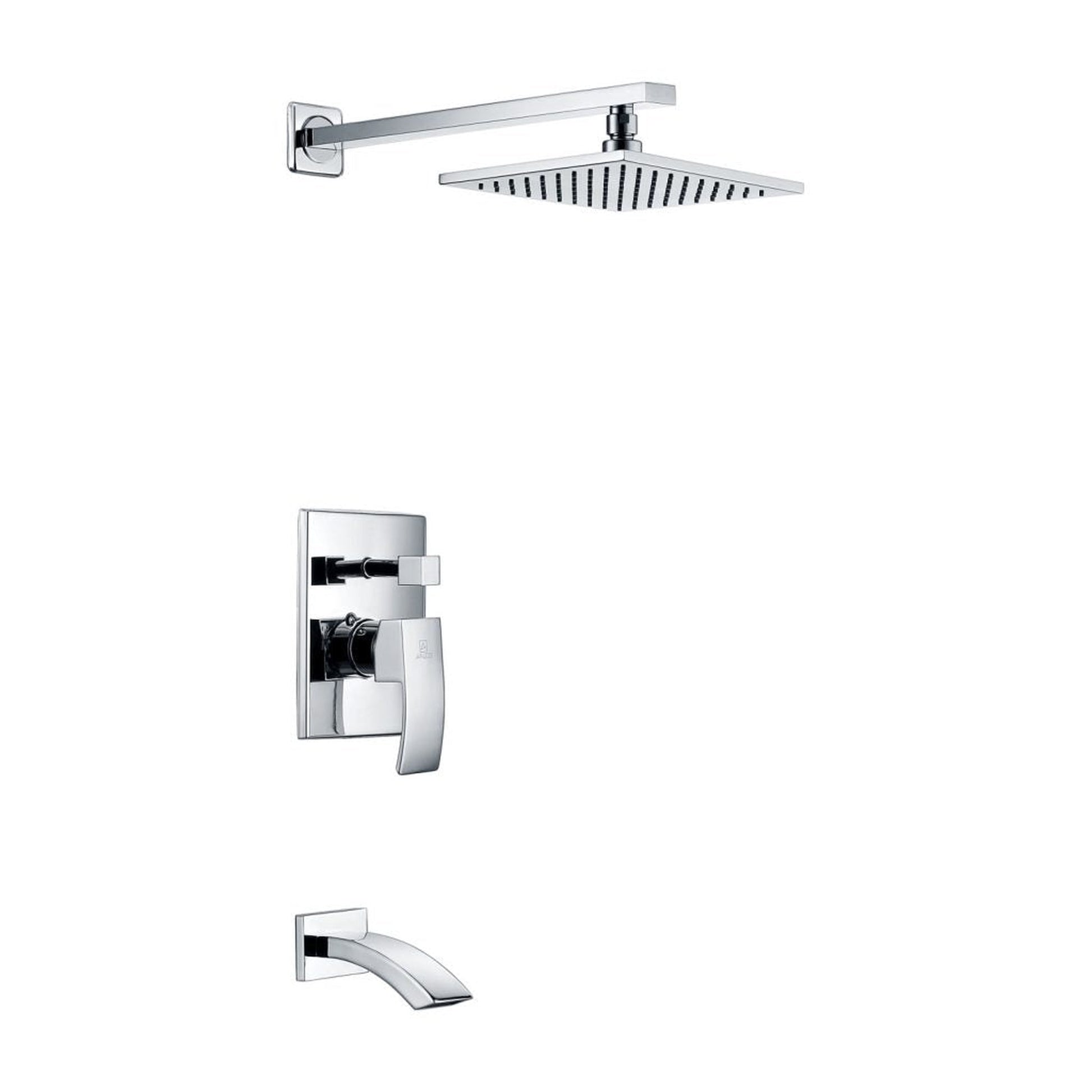 ANZZI Spirito Series Wall-Mounted Polished Chrome Single Handle Heavy Rain Shower Head With Bath Faucet Set