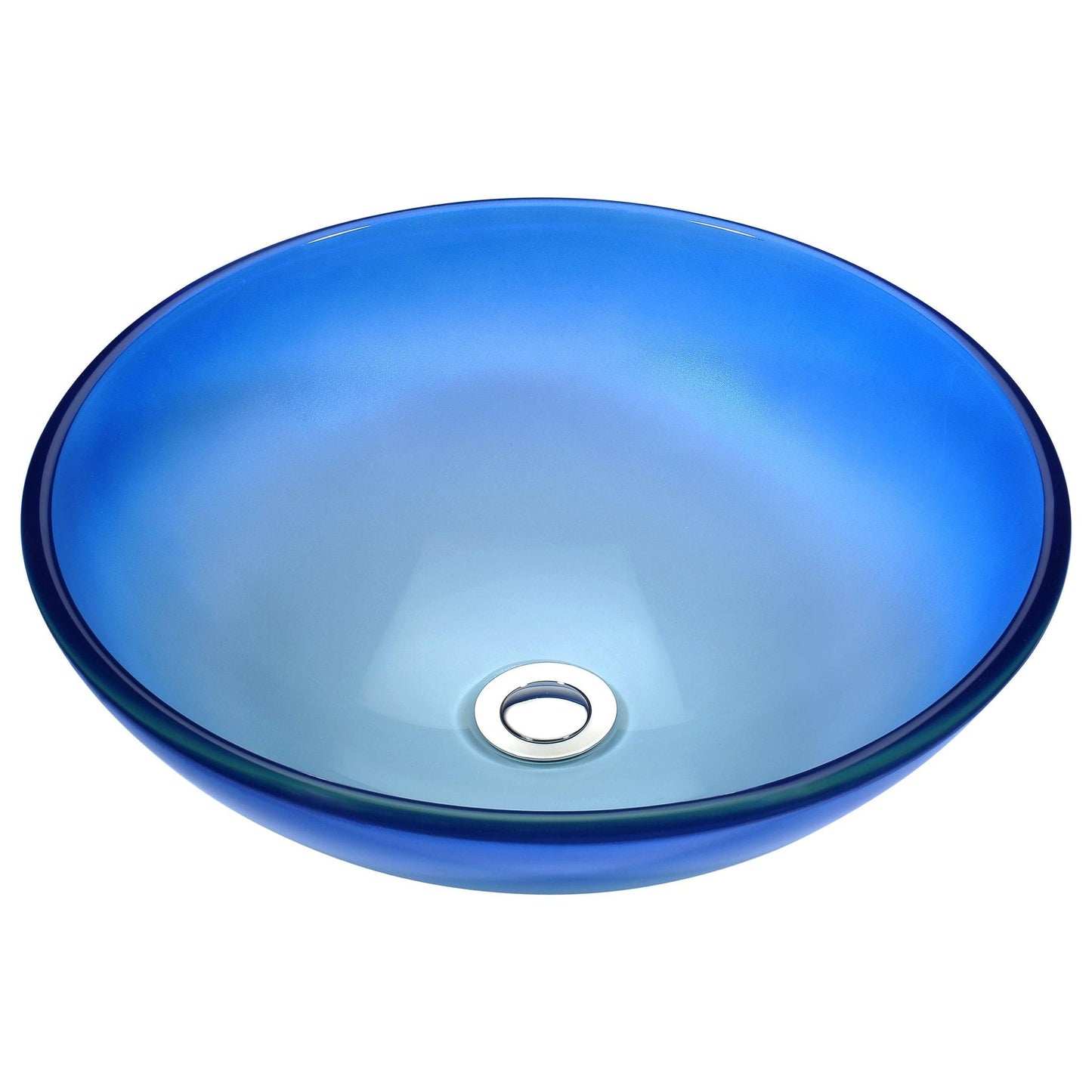 ANZZI Stellar Series 17" x 17" Round Carribean Shore Deco-Glass Vessel Sink With Polished Chrome Pop-Up Drain