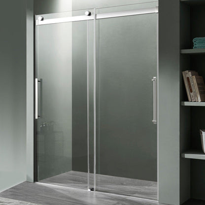 ANZZI Stellar Series 48" x 76" Frameless Rectangular Polished Chrome Sliding Shower Door With Handle and Tsunami Guard