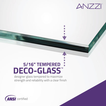 ANZZI Stellar Series 48" x 76" Frameless Rectangular Polished Chrome Sliding Shower Door With Handle and Tsunami Guard