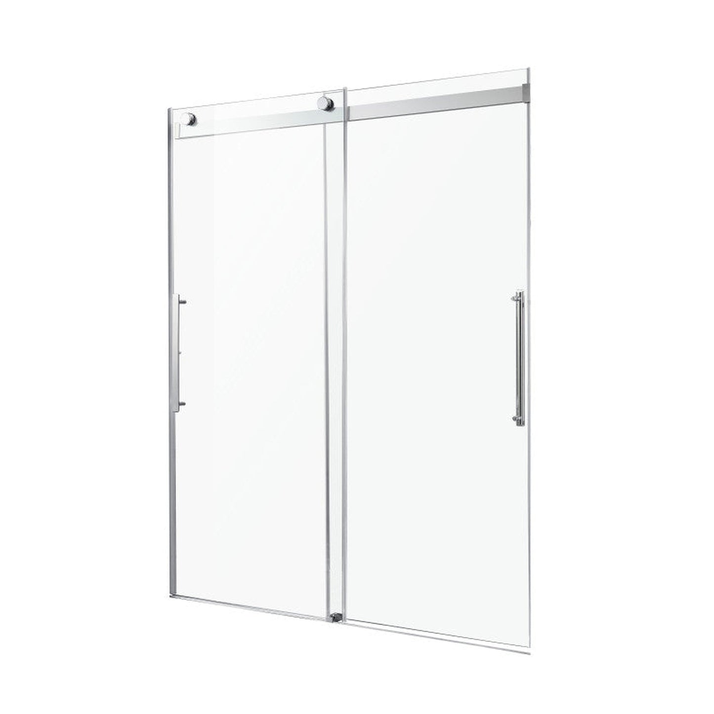 ANZZI Stellar Series 48" x 76" Frameless Rectangular Polished Chrome Sliding Shower Door With Handle and Tsunami Guard