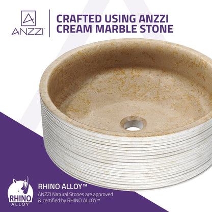 ANZZI Stoic Crown Series 17" x 17" Round Classic Cream Vessel Sink
