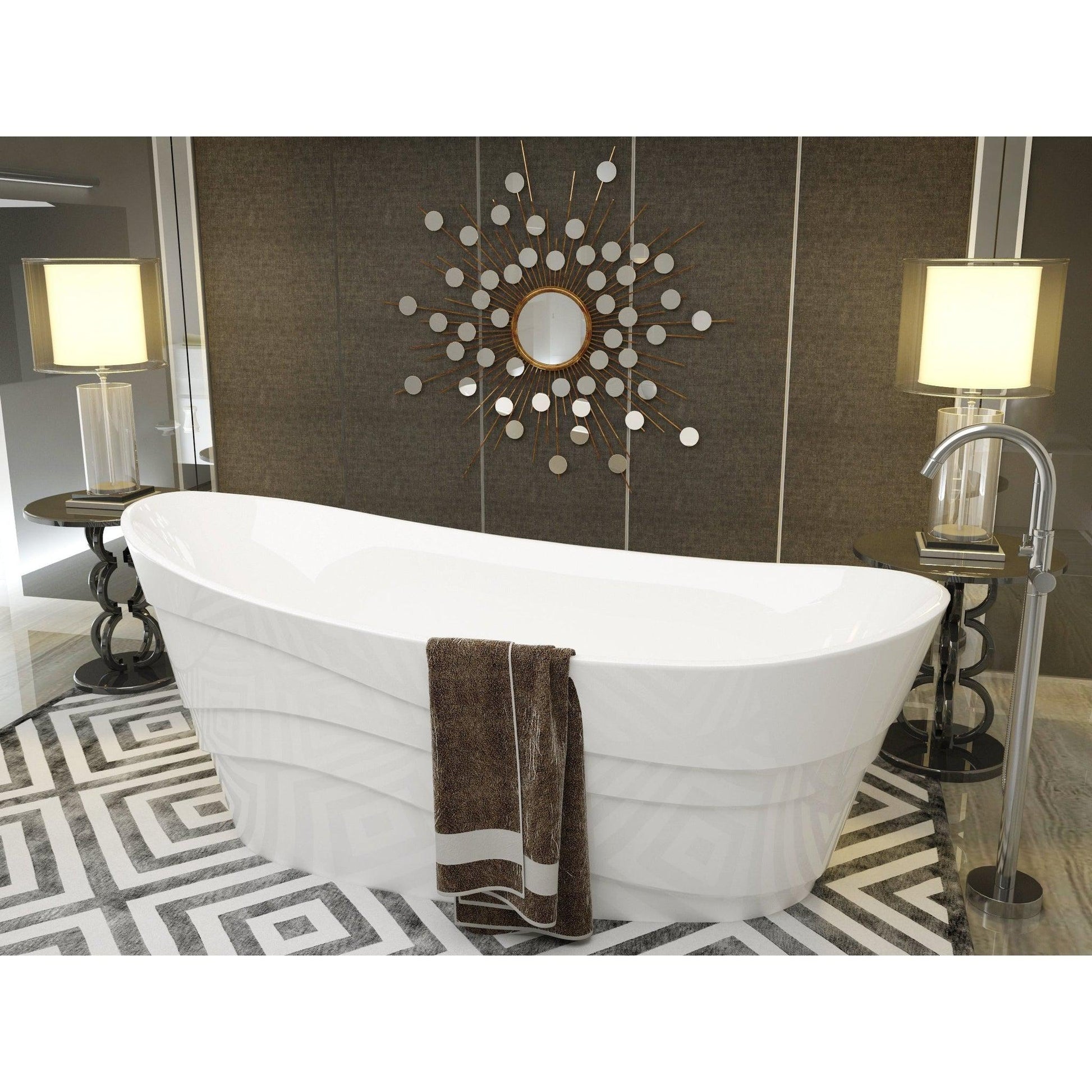 ANZZI Stratus Series 67" x 30" Glossy White Freestanding Bathtub With Built-In Overflow and Reversible Drain