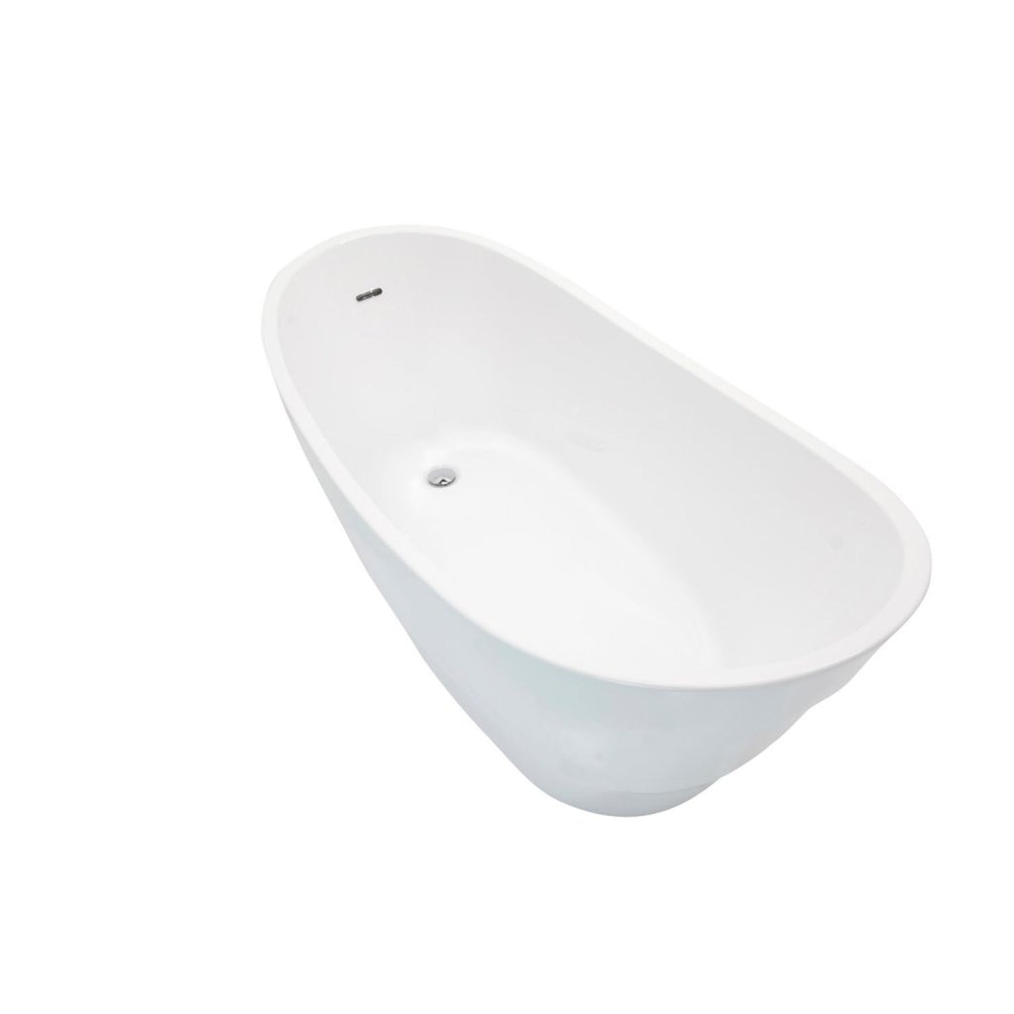 ANZZI Stratus Series 67" x 30" Glossy White Freestanding Bathtub With Built-In Overflow and Reversible Drain