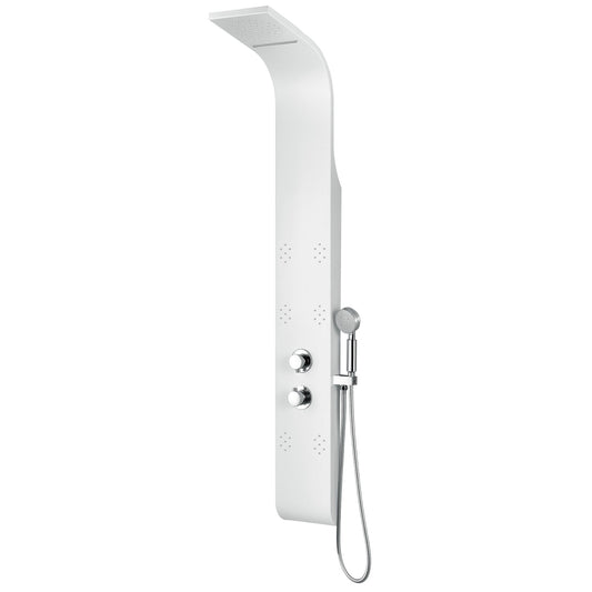 ANZZI Swan Series 64" White 6-Jetted Full Body Shower Panel With Heavy Rain Shower Head and Euro-Grip Hand Sprayer
