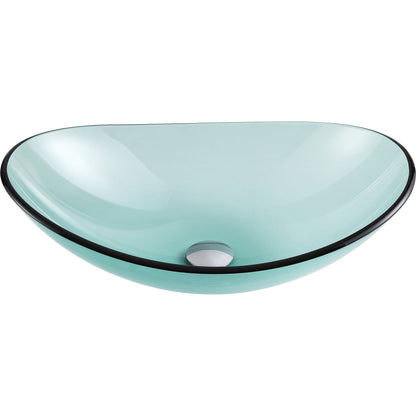 ANZZI Tale Series 21" x 15" Oval Shaped Lustrous Green Deco-Glass Vessel Sink With Polished Chrome Pop-Up Drain