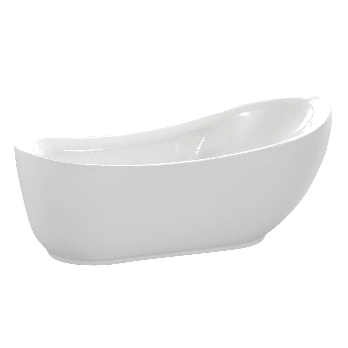 ANZZI Talyah Series 71" x 35" Glossy White Freestanding Bathtub With Built-In Overflow and Reversible Drain