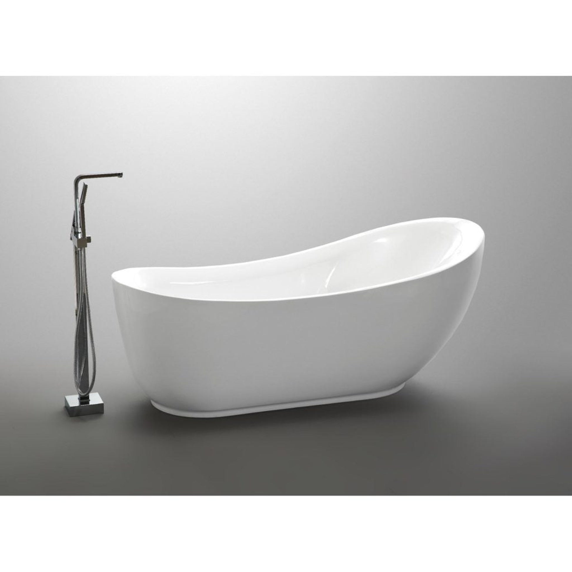 ANZZI Talyah Series 71" x 35" Glossy White Freestanding Bathtub With Built-In Overflow and Reversible Drain