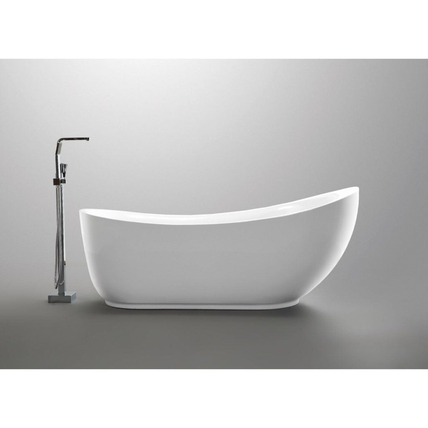 ANZZI Talyah Series 71" x 35" Glossy White Freestanding Bathtub With Built-In Overflow and Reversible Drain