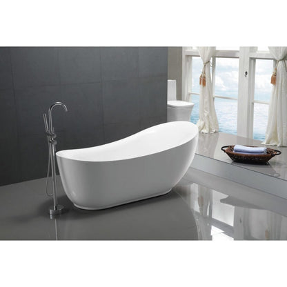 ANZZI Talyah Series 71" x 35" Glossy White Freestanding Bathtub With Built-In Overflow and Reversible Drain