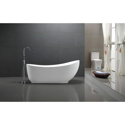 ANZZI Talyah Series 71" x 35" Glossy White Freestanding Bathtub With Built-In Overflow and Reversible Drain