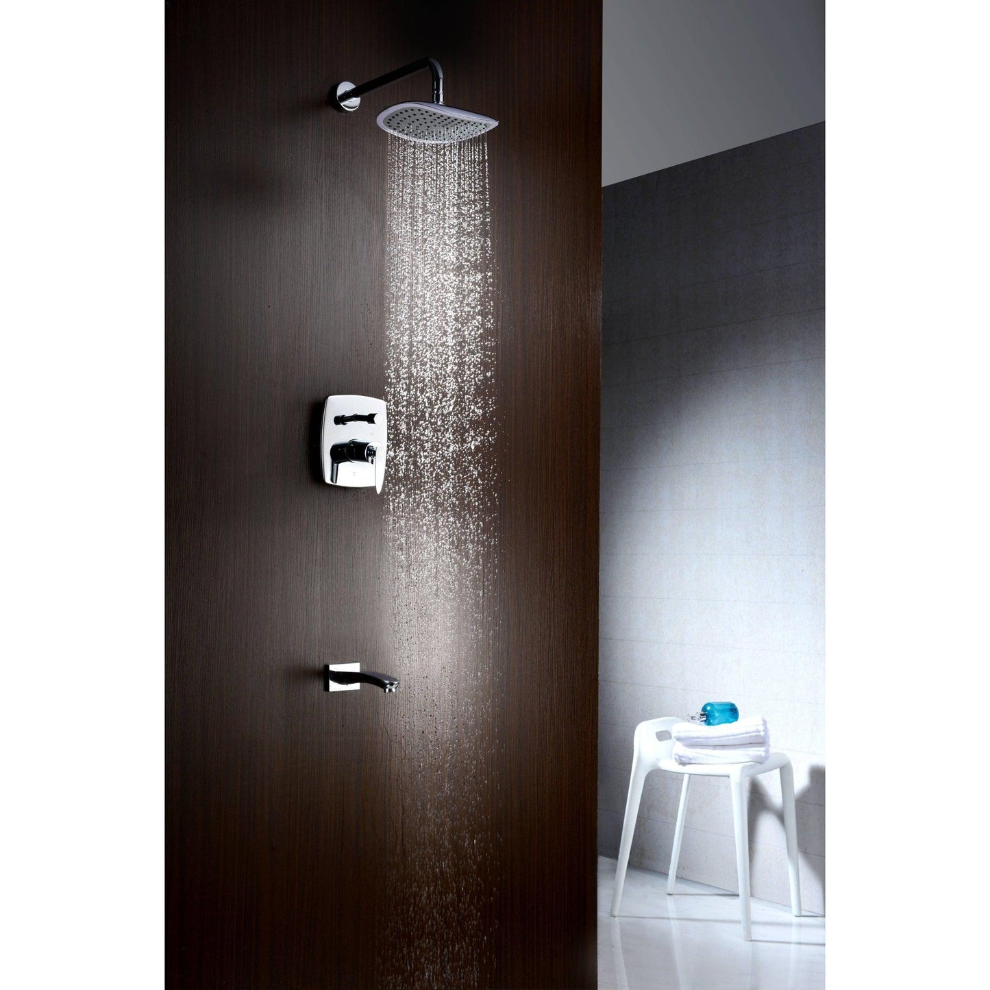 ANZZI Tempo Series Wall-Mounted Polished Chrome Single Handle Heavy Rain Shower Head With Bath Faucet Set