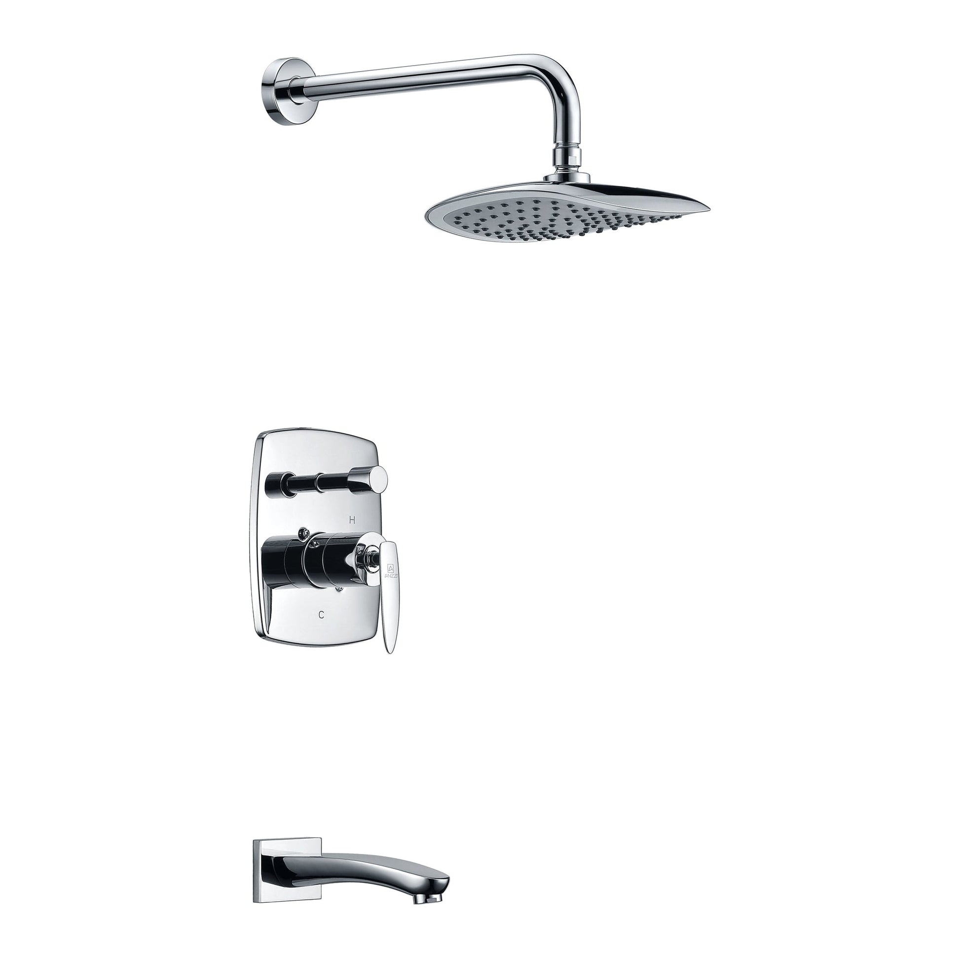 ANZZI Tempo Series Wall-Mounted Polished Chrome Single Handle Heavy Rain Shower Head With Bath Faucet Set