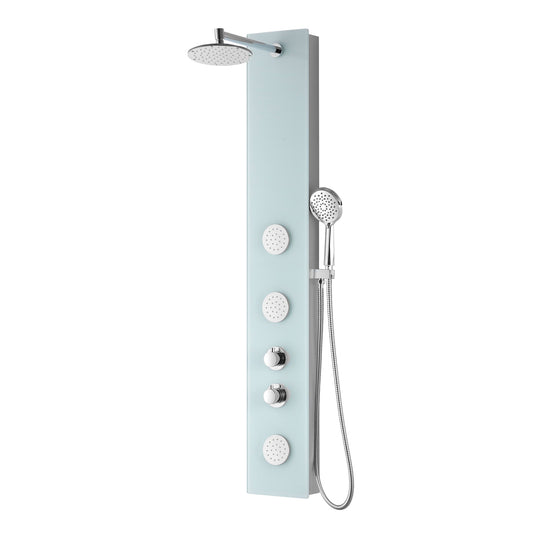 ANZZI Titan Series 60" White 3-Jetted Full Body Shower Panel With Heavy Rain Shower Head and Euro-Grip Hand Sprayer